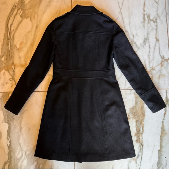 Banana Republic Black Wool Blend Military Trench Classic Peacoat - Size XS - Picture 12 of 15
